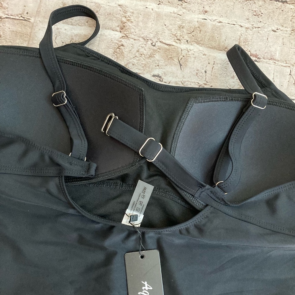 🔥NWT aqua eve black one piece swimsuit, size 22W - Picture 7 of 9